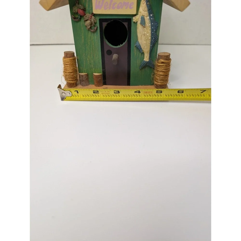 Rustic Fishing‎ Cabin Birdhouse Wooden Lake Lodge Decor Fish 